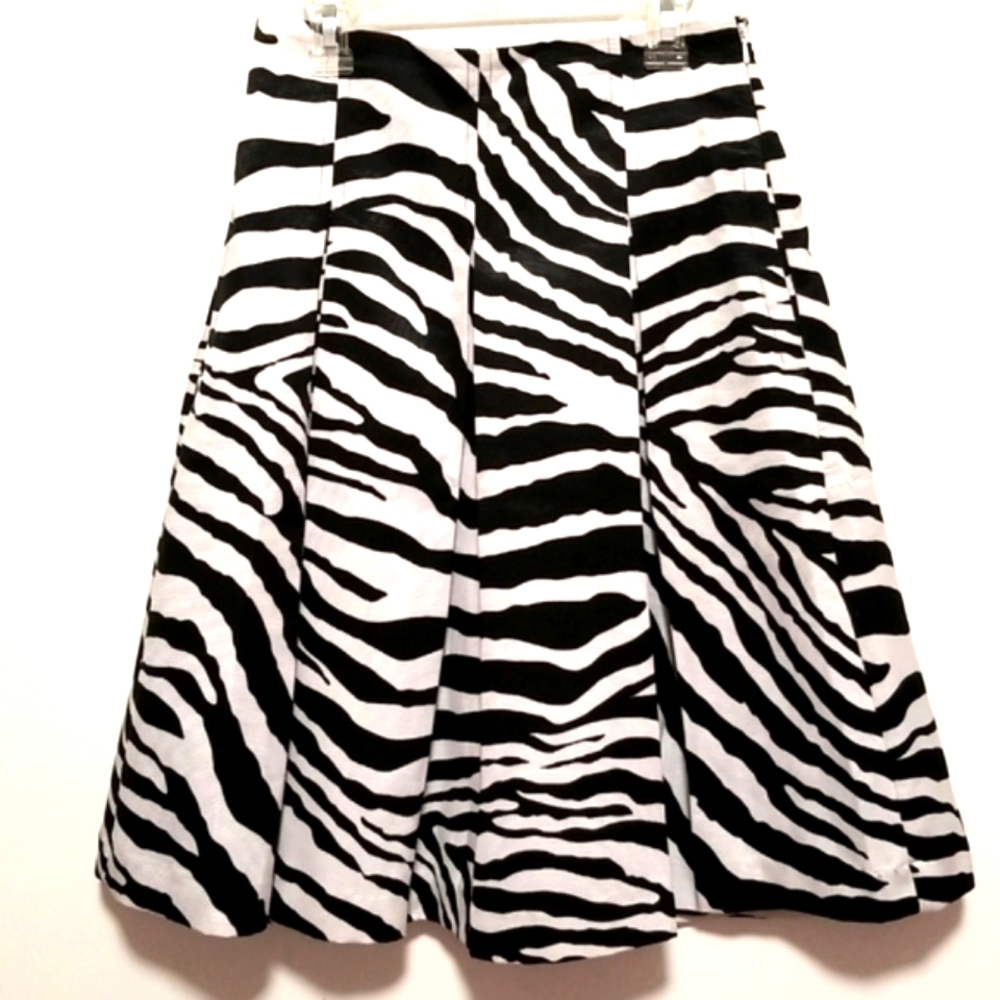 Express Design Studio Zebra Print Pleated Skirt - image 1